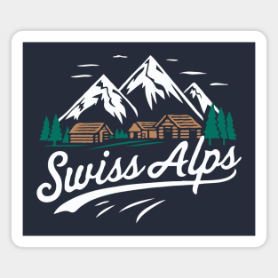 Swiss Alps. Retro Switzerland Magnet